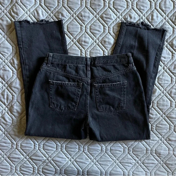 We The Free Maggie Mid Rise Washed Black Distressed Jeans Size 27 - Picture 8 of 13